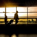 Man walking through airport